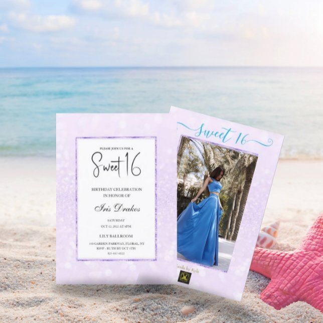 Lila Glitzer elegant schick Sweet 16 Einladung (Von Creator hochgeladen)