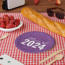 Lila Glitzer für benutzerdefinierte Klassenjahre Pappteller