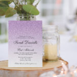 Lila Glitzer Glam Bat Mitzvah Einladung<br><div class="desc">Diese Einladung enthält ein Glitzer-Muster und Ihren eigenen Text. Verwenden Sie die Vorlage,  um Ihre Informationen hinzuzufügen.</div>