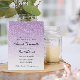 Lila Glitzer Glam Bat Mitzvah Einladung