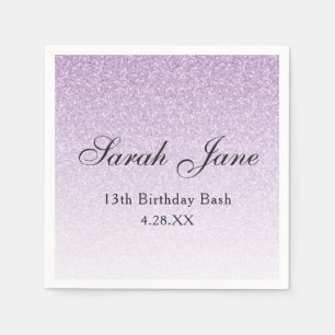 Lila Glitzer Glam Personalisiert Serviette