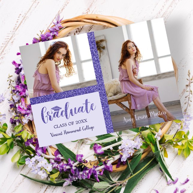 Lila Glitzer Graduate Simple 2 Fotos Abschluss (Von Creator hochgeladen)