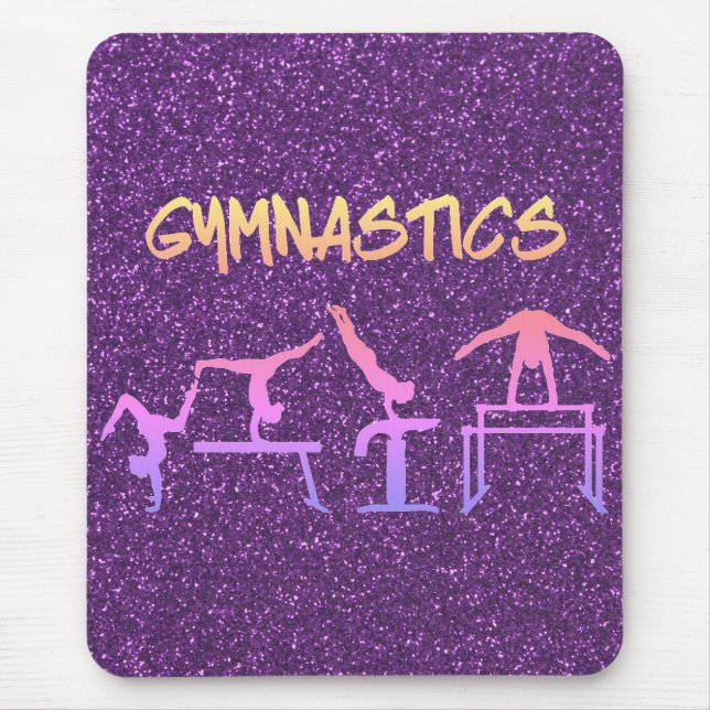 Lila Glitzer Gymnastik Mousepad (Vorne)