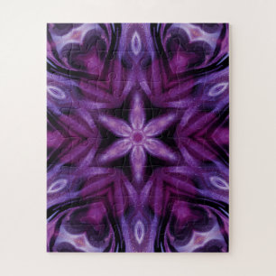 Lila Glitzer Herz und Blume Kaleidoskop Muster Puzzle