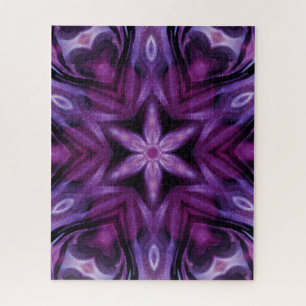 Lila Glitzer Herz und Blume Kaleidoskop Muster Puzzle