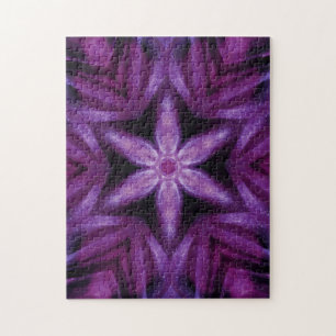 Lila Glitzer Herz und Blume Kaleidoskop Muster Puzzle