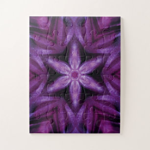 Lila Glitzer Herz und Blume Kaleidoskop Muster Puzzle