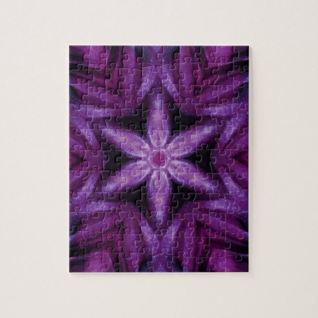 Lila Glitzer Herz und Blume Kaleidoskop Muster Puzzle (Vertikal)