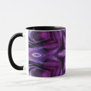 Lila Glitzer Herz und Blume Kaleidoskop Muster Tasse