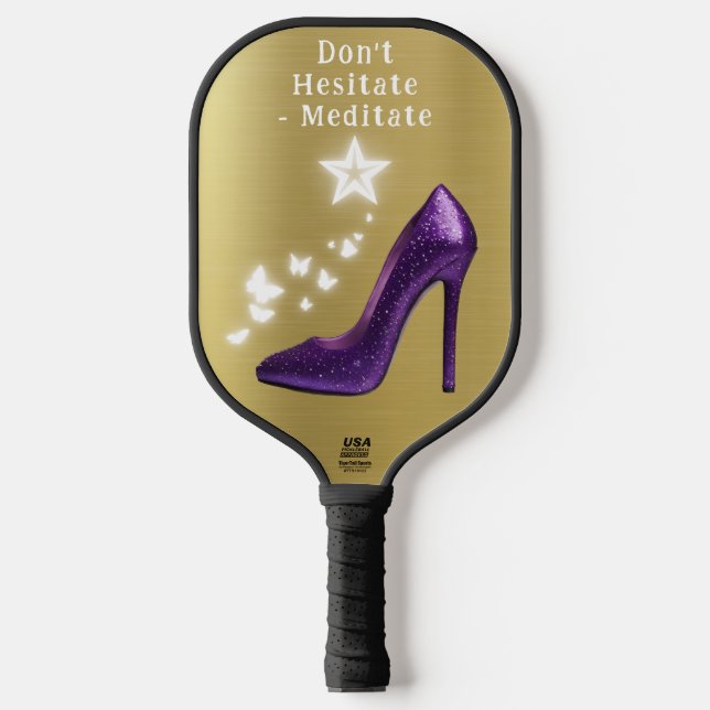 Lila Glitzer High Heel Shoel auf Gold | Pickleball Schläger (Vorderseite)