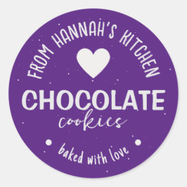 Lila Glitzer Hintergrund gebacken mit Liebe Runder Aufkleber