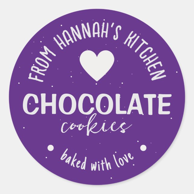 Lila Glitzer Hintergrund gebacken mit Liebe Runder Aufkleber (Vorderseite)