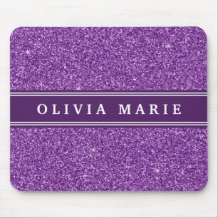 Lila Glitzer (Imitate) Personalisierter Name Mousepad