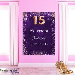 Lila Glitzer in Quinceanera Glitzern willkommen Poster
