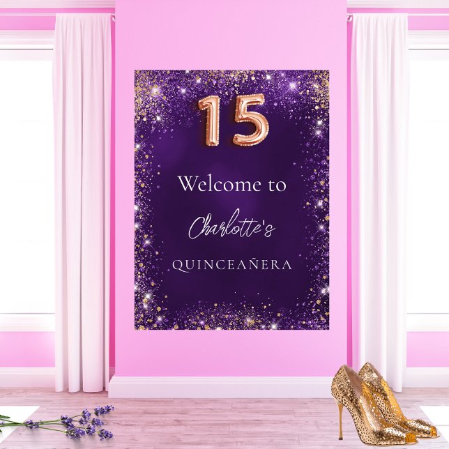 Lila Glitzer in Quinceanera Glitzern willkommen Poster (Von Creator hochgeladen)