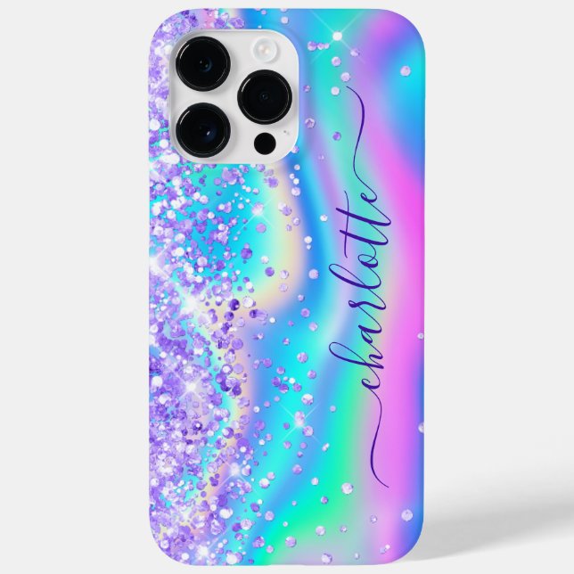Lila Glitzer Iridescent Glam Girly Signature Case-Mate iPhone Hülle (Rückseite)
