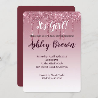 Lila Glitzer ist Mädchen Dusche einladen Einladung