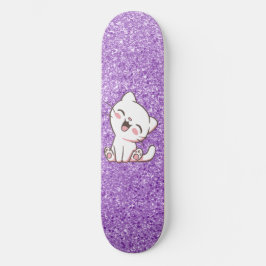 Lila Glitzer Katze Skateboard Deck
