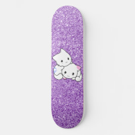 Lila Glitzer Katze Skateboard Deck