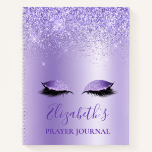 Lila Glitzer Lashes Notebook Notizbuch