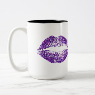 Lila Glitzer Lippen Zweifarbige Tasse