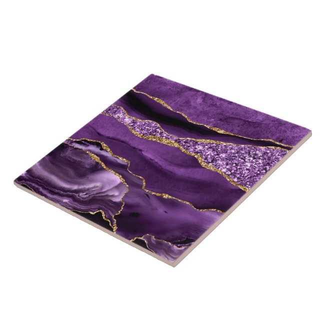 Lila Glitzer Marmorsparkle Keramik Tile Fliese (Seite)
