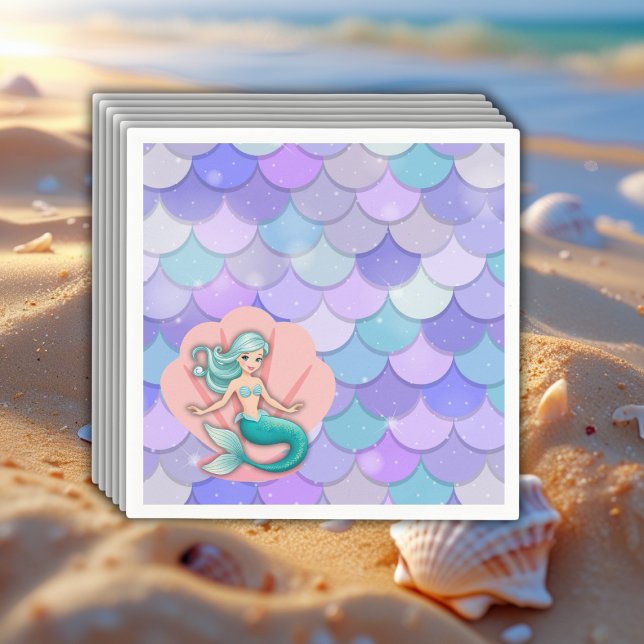 Lila Glitzer Meerjungfrau unter der Meerwasserdusc Serviette (Von Creator hochgeladen)