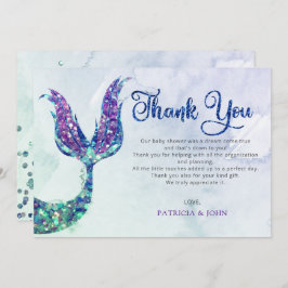 Lila Glitzer Mermaid Schwanz Babydusche Dankeskarte