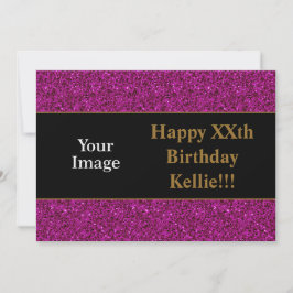Lila Glitzer mit Message Foto Geburtstagspartei Einladung