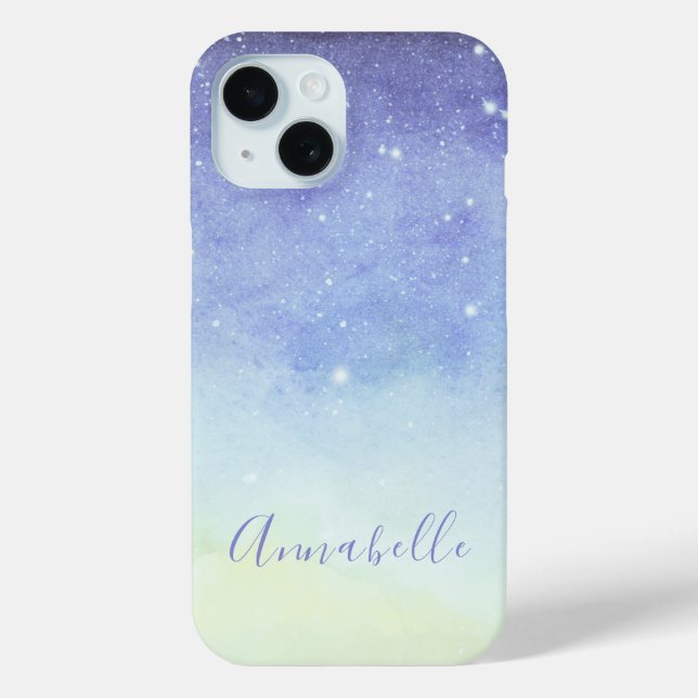 Lila Glitzer Modernes Minimalistisches Monogramm Case-Mate iPhone Hülle (Rückseite)