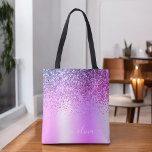 Lila Glitzer Monogram Name Luxury Girl<br><div class="desc">Lila Imitate Sparkle Glitzer Metallic Edelstahl Folie Elegante Monogram Buchtasche. Diese Büchertasche kann auf Ihren Vor- und Vornamen angepasst werden und als Geschenk für Weihnachten,  Geburtstag,  Brautparty oder Hochzeit.</div>
