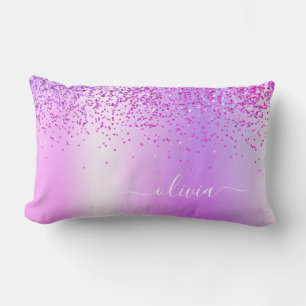 Lila Glitzer Monogram Name Luxury Girl Lendenkissen