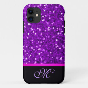 Lila Glitzer-Monogramm-Girly Mama-Schein Bling Case-Mate iPhone Hülle
