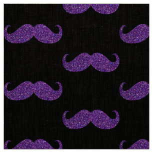Lila Glitzer Mustache Stoff
