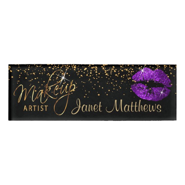 Lila Glitzer Namenschild (Vorderseite)