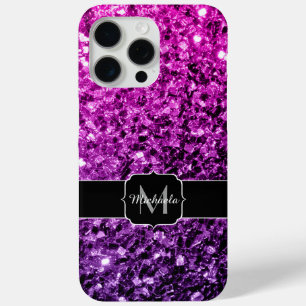 Lila Glitzer-Ober-Imitate-Monogramm Case-Mate iPhone Hülle