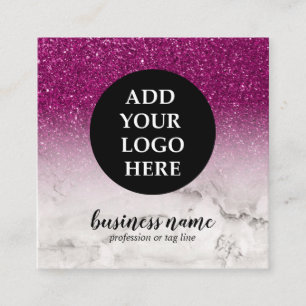 Lila Glitzer Ombre Cursive Your Logo-Sozialsymbol Quadratische Visitenkarte