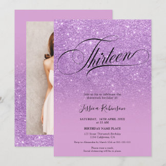 Lila Glitzer ombre Glitzern chic Drehbuch Dreizehn Einladung