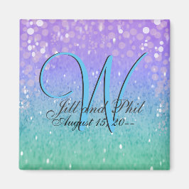 Lila Glitzer Patio Lantern Confetti Glam Blue Magnet