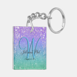 Lila Glitzer Patio Lantern Confetti Glam Blue Schlüsselanhänger