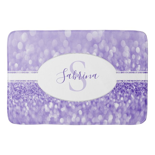 Lila Glitzer personalisieren Bath Mat Badematte (Vorderseite)