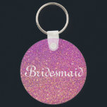 Lila Glitzer Personalisiert Bridesmaid Schlüsselanhänger<br><div class="desc">Das ist Lila Glitzer personalisierter Schlüsselanhänger von Brautjungfrau. Imitate Gold Glitzer Elegantes Logo-Design mit mit Monogramm Buchstaben Initialen. Es ist eine niedliche Vintage Geschenkidee für gehobene Braut,  Blume,  Trauzeugin und Brautmädchen bei extravaganter Hochzeit oder Brautparty.</div>