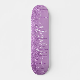 Lila Glitzer Personalisiert trinken Skateboard