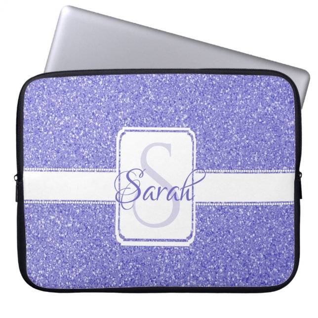 Lila Glitzer Personalisierter Laptop-Sieb Laptopschutzhülle (Vorderseite)
