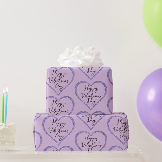 Lila Glitzer Romantischer Valentinstag Geschenkpapier (Partygeschenke)