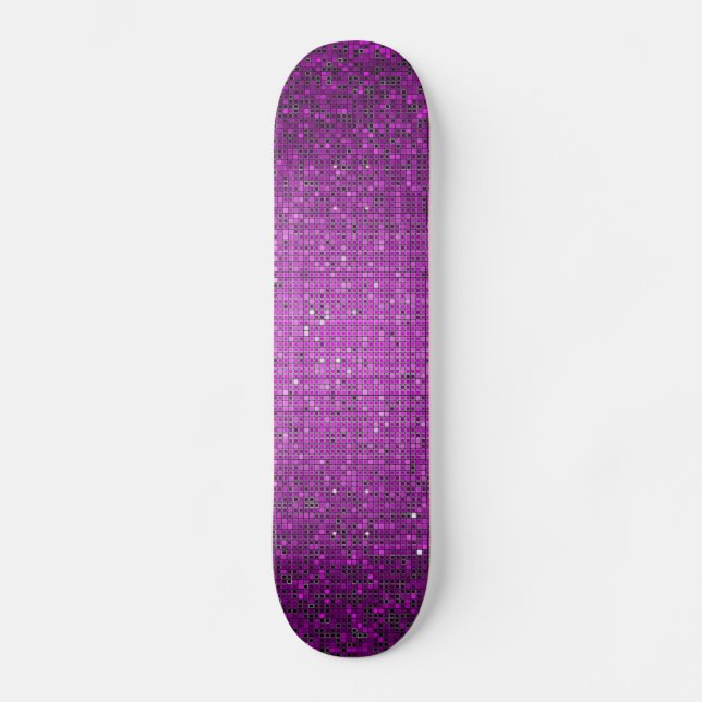 Lila Glitzer Sequin Disco Glitz Comp Skateboard (Vorderseite)