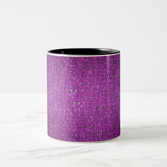 Lila Glitzer Sequin Disco Glitz Tasse Cup (Mittel)
