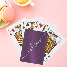 Lila Glitzer Shimmer Personalisierter Name Spielkarten