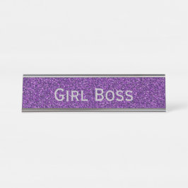 Lila Glitzer & Silbermädchen Boss Funny Corporate Schreibtischnamensplakette