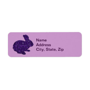 Lila Glitzer Silhouette Bunny Address Labels